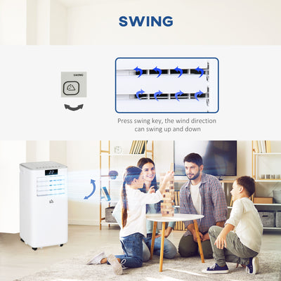HOMCOM 7000 BTU Air Conditioning Unit, 3-in-1 Portable Air Conditioner, Dehumidifier, Cooling Fan with Remote Control, LED Display, 2 Speeds, 24H Timer, Window Venting Kit, 15m\'c2\'b2 