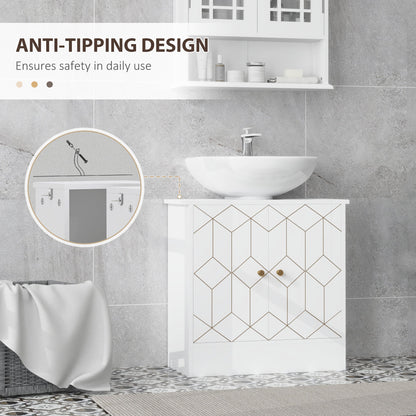 HOMCOM Under Sink Bathroom Cabinet, Under Sink Cabinet with Adjustable Shelf and Open Compartment for Basin with or without Pedestal, 60 x 30 x 60cm, White 