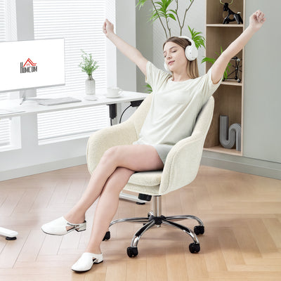HOMCOM Velvet-Feel Office Chair - Beige 