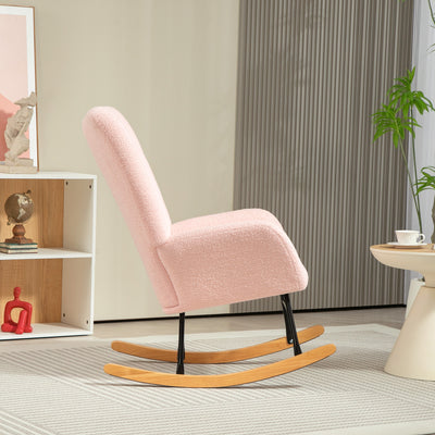 HOMCOM Teddy Fleece Rocking Chair - Pink 