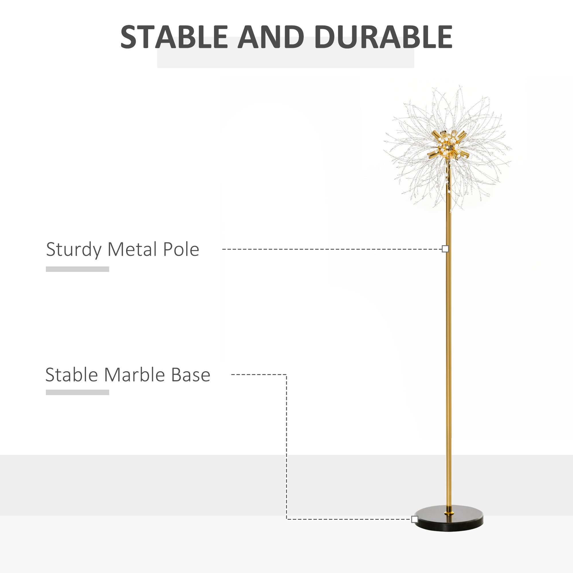 HOMCOM 160cm Dandelion-Crystallite Floor Lamp, with Foot Switch 