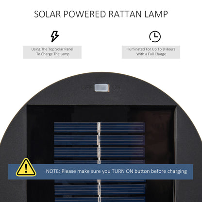 Outsunny Patio Garden PE Rattan Solar Lights Woven Resin Wicker Lantern Auto On/Off Solar Powered Lights for Porch, Yard, Lawn, Courtyard, Indoor & Outdoor  Brown 