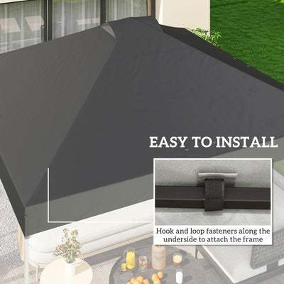 Outsunny Gazebo Roof Replacement UV50+ Waterproof Pop Up Canopy Cover with 8 Drainage Holes 3 x 3 m Dark Grey 