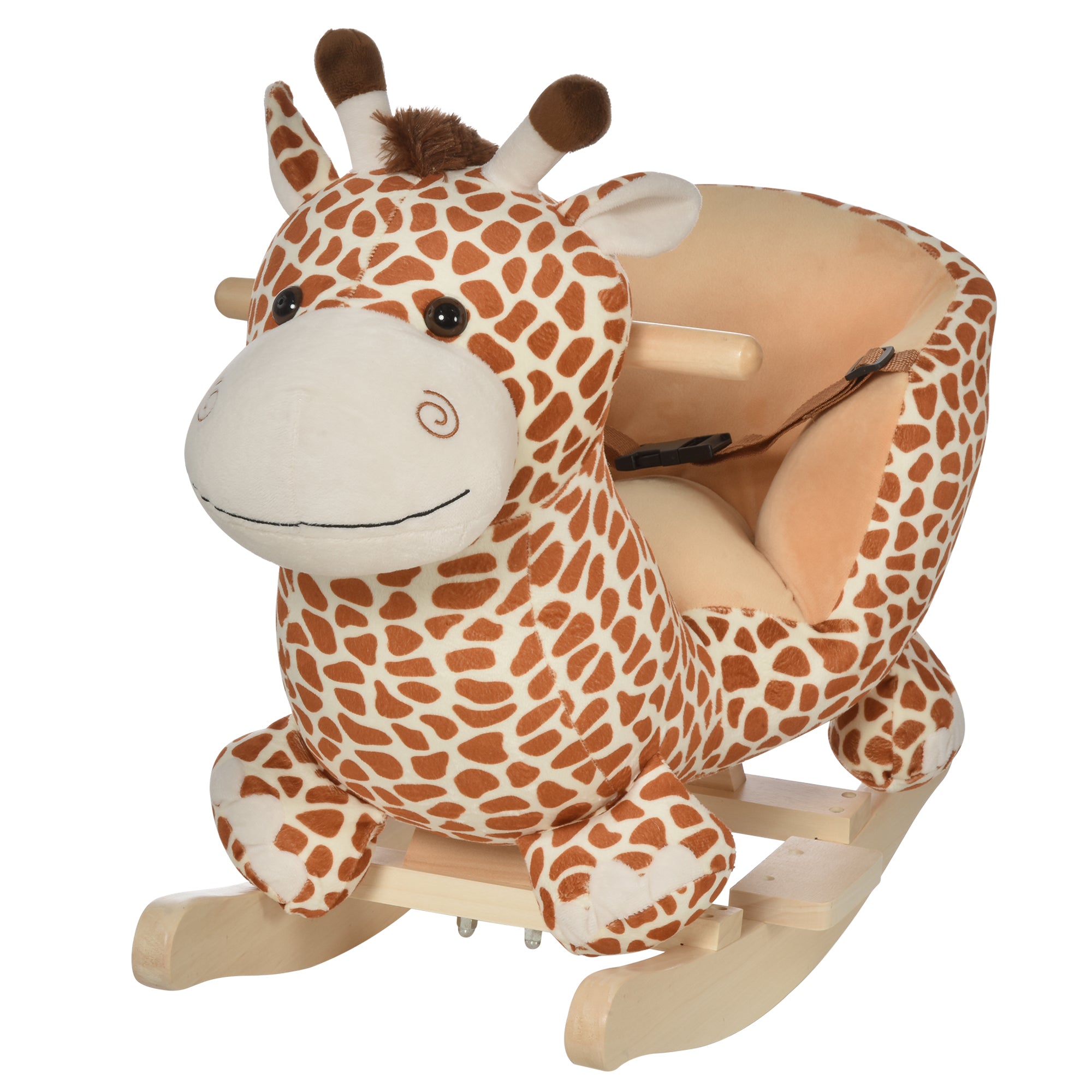 HOMCOM Children Kids Rocking Horse Toys Giraffe Seat Belt Toddlers Baby Toy Gift 