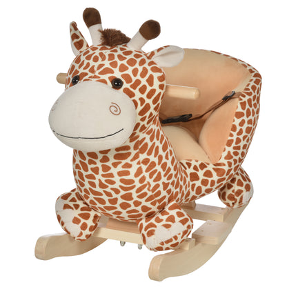 HOMCOM Children Kids Rocking Horse Toys Giraffe Seat Belt Toddlers Baby Toy Gift 