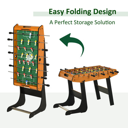 HOMCOM Folding Football Gaming Table Mini Foosball Soccer Table for Family Fun Indoor Play Sports 