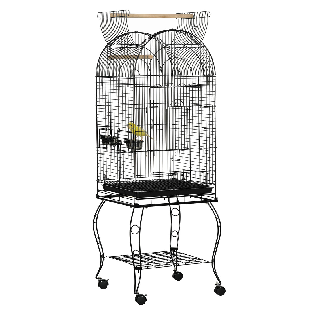 PawHut 1.53(m) Bird Cage, Pet Viary, Feeding Stand, with Wheels, Perch 