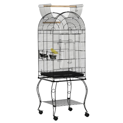 PawHut 1.53(m) Bird Cage, Pet Viary, Feeding Stand, with Wheels, Perch 