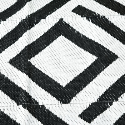 Outsunny Reversible Outdoor Rug, Plastic Straw Mat w/ Carry Bag Ground Stakes for Garden RV Picnic Beach Camping 182x274cm Black 
