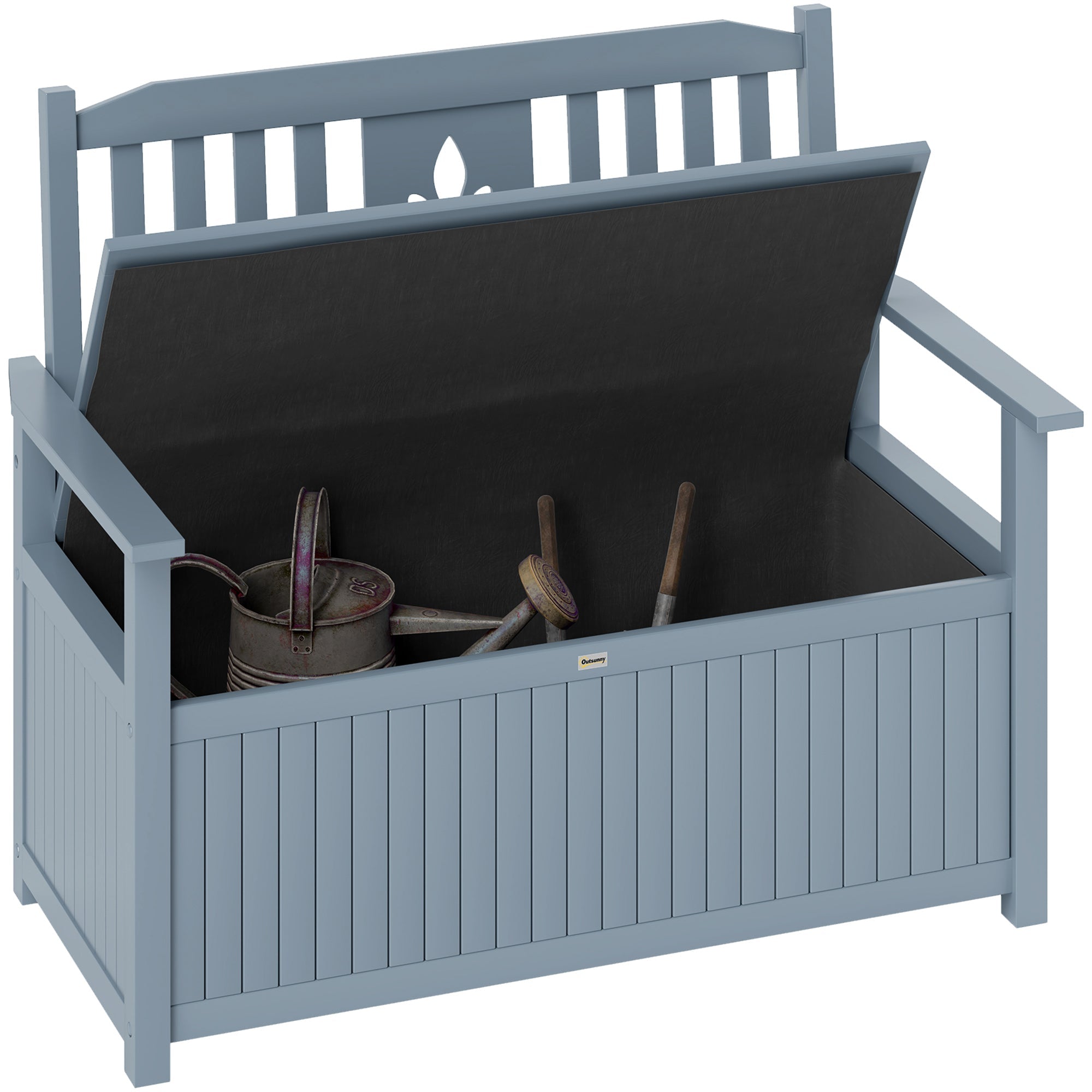 Outsunny Two-Seater Wooden Storage Bench - Grey 