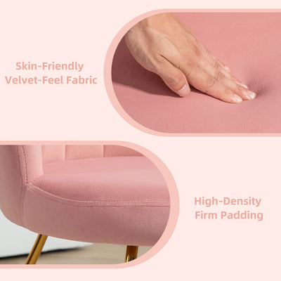 HOMCOM Velvet-Feel Lotus Petal Accent Chair - Pink 