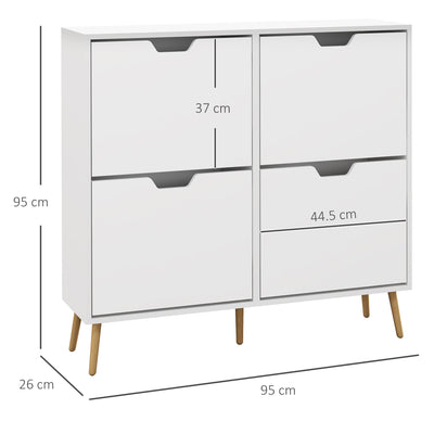 HOMCOM Shoe Storage Cabinet, 4 Flip Drawers, Shoe Organizer for 16 Pairs of Shoes, White 