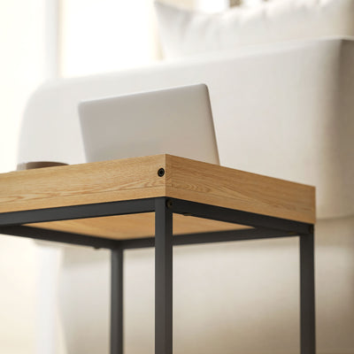 HOMCOM Set of Two Boxy Nesting Tables - Black/Wood-Effect 
