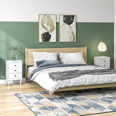 HOMCOM Set of Two Three-Drawer Modern Bedside Tables - White 