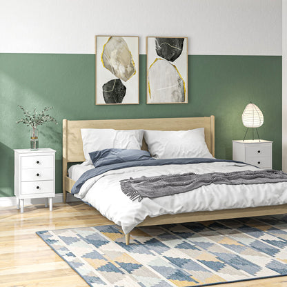 HOMCOM Set of Two Three-Drawer Modern Bedside Tables - White 