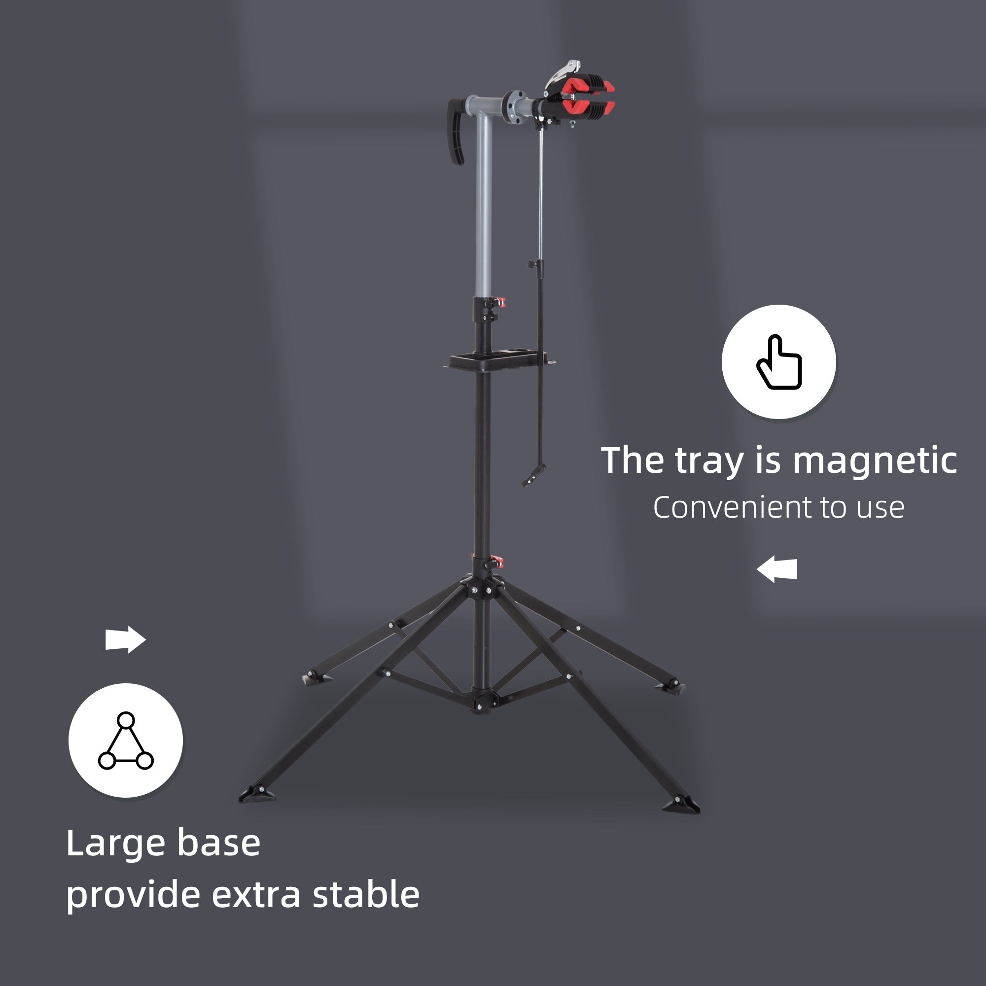 HOMCOM Folding Bike Repair Stand Bicycle Bike Stand For Maintenance Display Cycle Rack with Tool Tray, Height Adjustable 