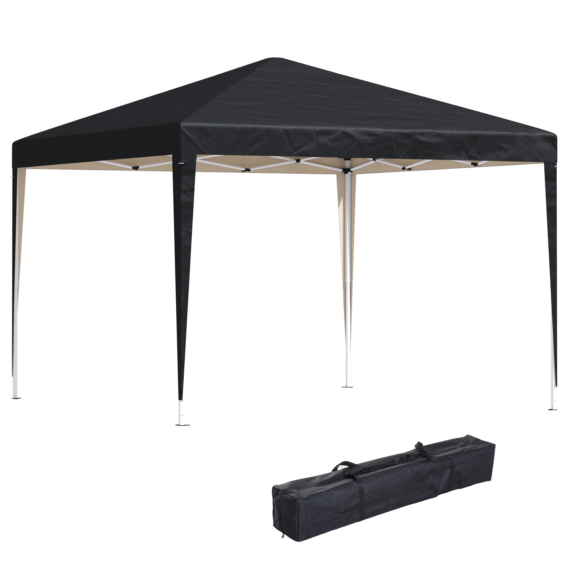 Outsunny 3 x 3M Garden Pop Up Gazebo Height Adjustable Marquee Party Tent Wedding Canopy with Carrying Bag, Black 