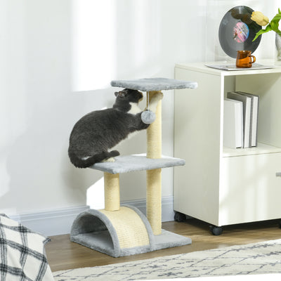 PawHut 72cm Cat Tree with Scratching Post, Pad for Indoor Cats - Light Grey 