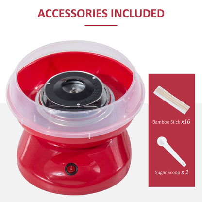 HOMCOM Candy Floss Machine Electric Cotton Candy Maker Gadgetry 450W (Red) 