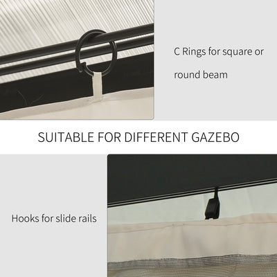 Outsunny 4 Pack Replacement Gazebo Curtains Privacy Panel for Most 3 x 4m Gazebo Canopy Pavillion Outdoor Shelter Sidewalls Accessories Beige 