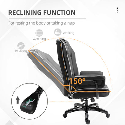Vinsetto Executive Office Chair, PU Leather High Back Desk Chair with Height Adjustable, Reclining Swivel Computer Chair for Home, Black 