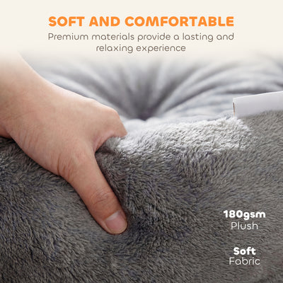 PawHut Cat Bed, Reversible Dog Pet Bed for Indoor Cats and Small Dogs, Round Bed with Supportive Bolster, Dark Grey 