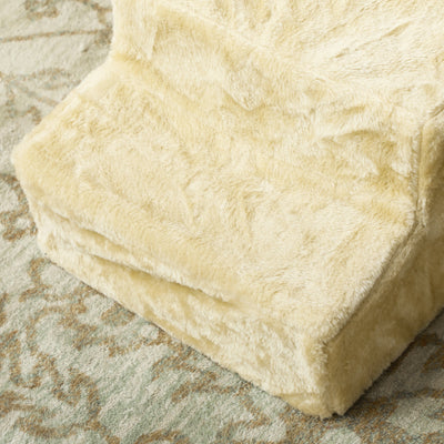 PawHut Three-Step Dog Stairs, with Washable Plush Cover, for High Bed Sofa, Dog Stairs for Small Dog and Cat - Beige 
