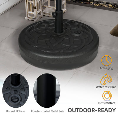 Outsunny Garden Parasol Base Holder, Outdoor Market Umbrella Stand Weight with Built-In Handle, 25kg Water or 35kg Sand Filled, Black 