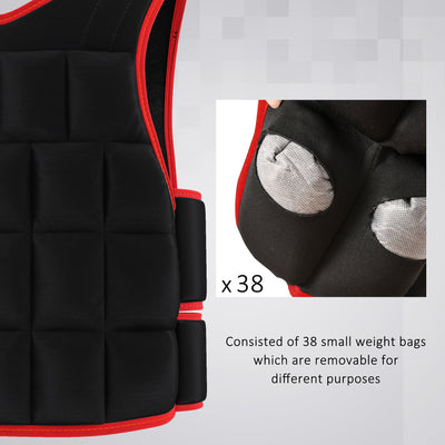HOMCOM 20kg Weighted Vest, Adjustable Running Weight Vest with 38 Weight Bags for Men or Women Cardio Exercise, Black and Red 