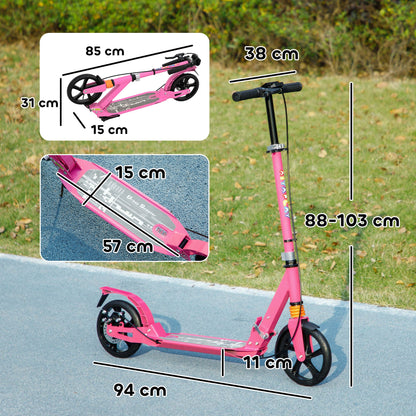 AIYAPLAY Kids Scooter with Four-Level Adjustable Handlebar, Dual Brake System, 200mm Wheels, ABEC-7 Bearings, Pink 
