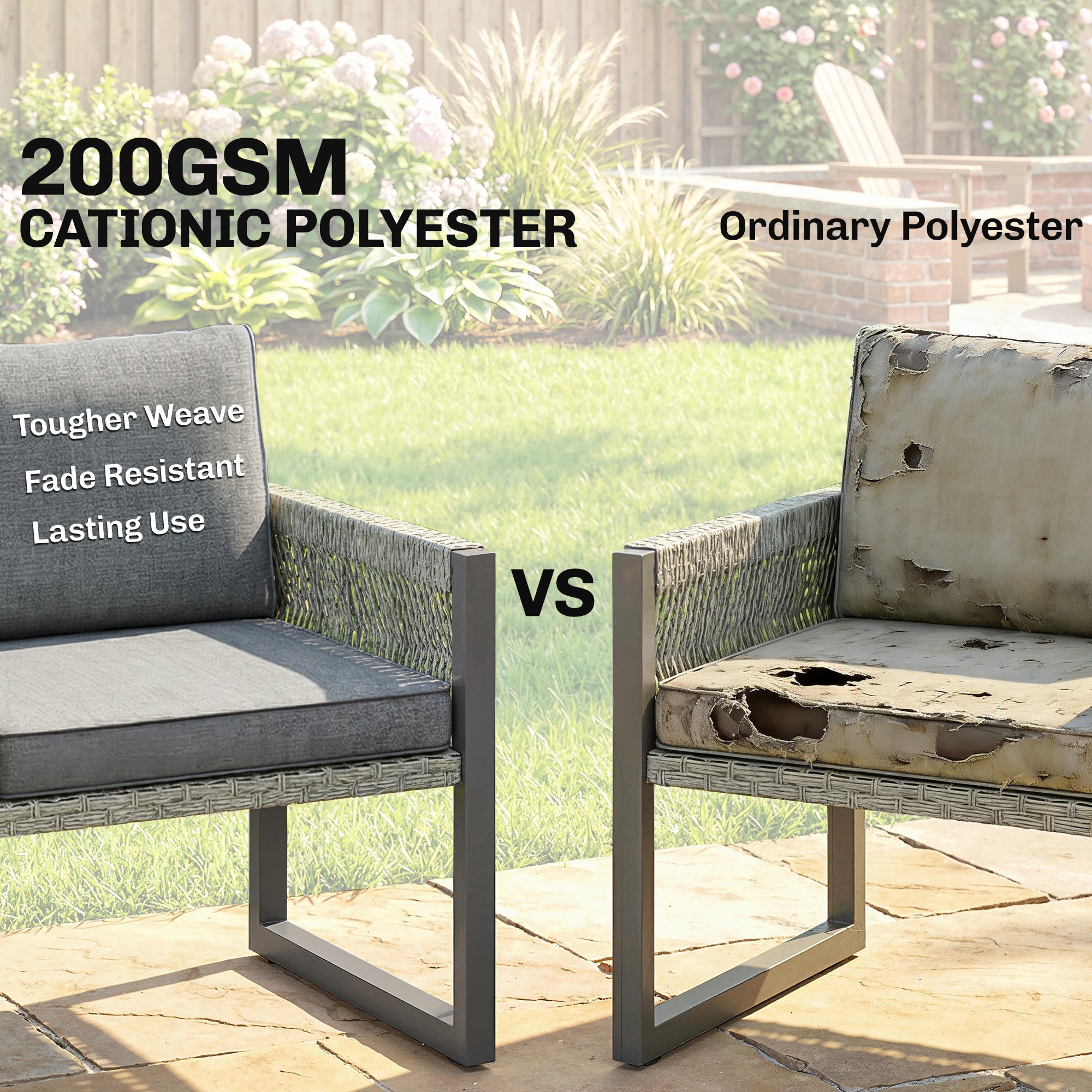 Outsunny 6 Seater Rattan Garden Furniture Set with 3 Loveseats, Table, Patio Rattan Furniture Corner Sofa Set, Grey 