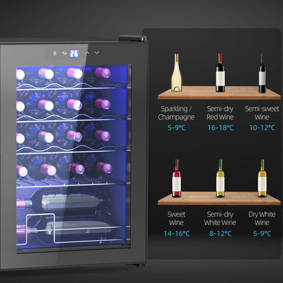 HOMCOM 20 Bottle 5-18\'e2\'84\'83 Countertop Wine Fridge - Black 