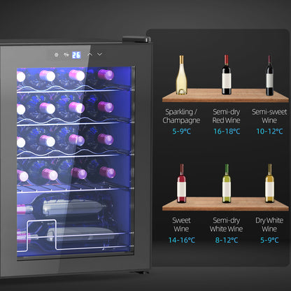 HOMCOM 20 Bottle 5-18\'e2\'84\'83 Countertop Wine Fridge - Black