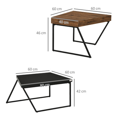 HOMCOM Coffee Table Set of 2, Industrial Nesting Table with Steel Frame and 8cm Thick Tabletop, Sofa Side End Table for Living Room, Rustic Brown 