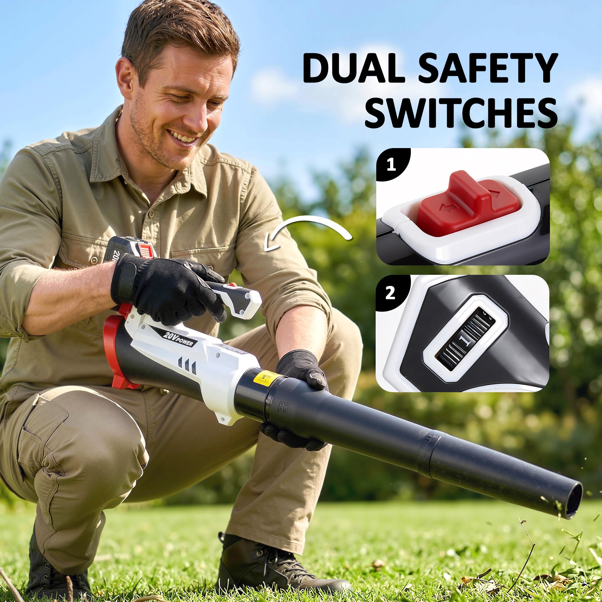 Outsunny Leaf Blower Cordless with 4000mAh Battery & Charger, 18V Lightweight Handheld Garden Blower with 6 Speed Levels 