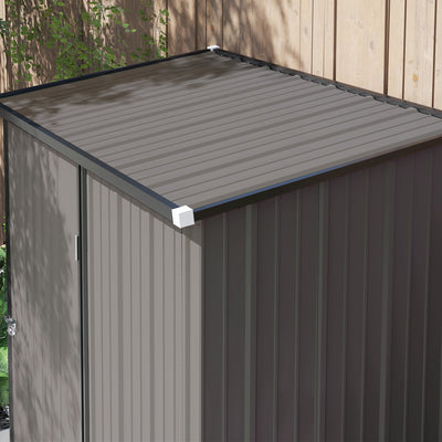 Outsunny 5.3 x 3.1ft Corrugated Steel Garden Shed - Light Grey 