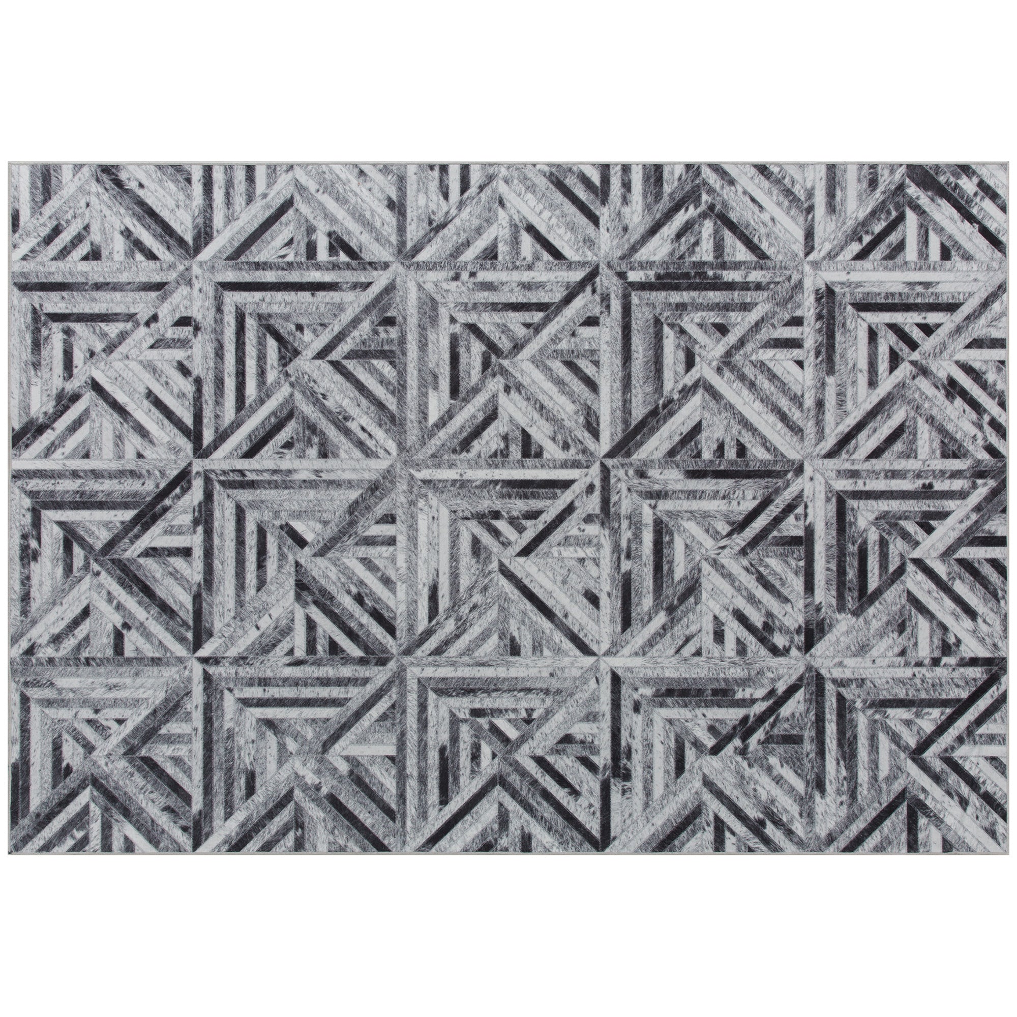 HOMCOM Modern Area Rug, Triangle Pattern Non-Slip Washable Rug, Chenille Floor Carpet for Living Room, Bedroom, Dining Room, Home Office, 290 x 200 cm, Black