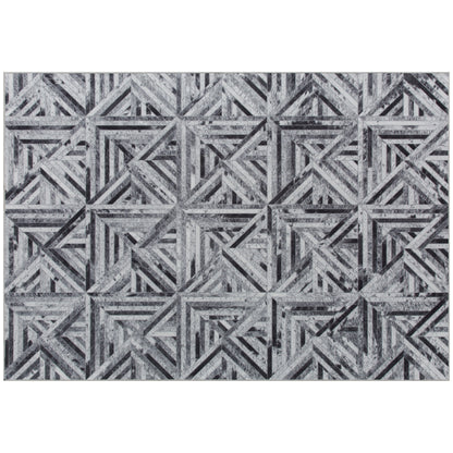 HOMCOM Modern Area Rug, Triangle Pattern Non-Slip Washable Rug, Chenille Floor Carpet for Living Room, Bedroom, Dining Room, Home Office, 290 x 200 cm, Black