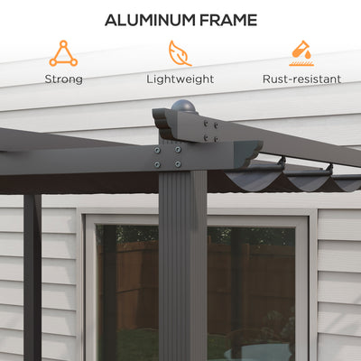 Outsunny 3 x 3m Aluminium Pergola, with Retractable Roof - Dark Grey 