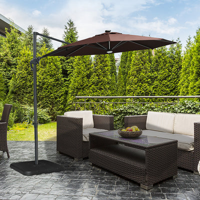Outsunny Set of 4 Cantilever Parasol Base Stand Outdoor Umbrella Weights, Up to 130kg Sand or 90kg Water Filled, Black 