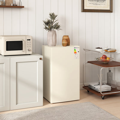 HOMCOM 91 Litre Freestanding Under Counter Fridge Freezer, Small Fridge with Chiller Box, Adjustable Thermostat, 47.5cm Wide, Beige 