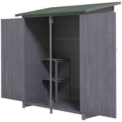 Outsunny 139 x 75 Fir Wood Garden Shed, with Asphalt Roof - Grey 