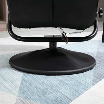 HOMCOM Swivel Recliner Chair and Footstool, Faux Leather Massage Recliner Armchair with Remote Control and Round Wrapped Base, Black 