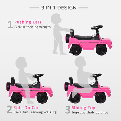 HOMCOM 3 in 1 Kids Ride On Car G350 Licensed Foot To Floor Slider Toddler Push Along NO POWER Pink 12-36 months 