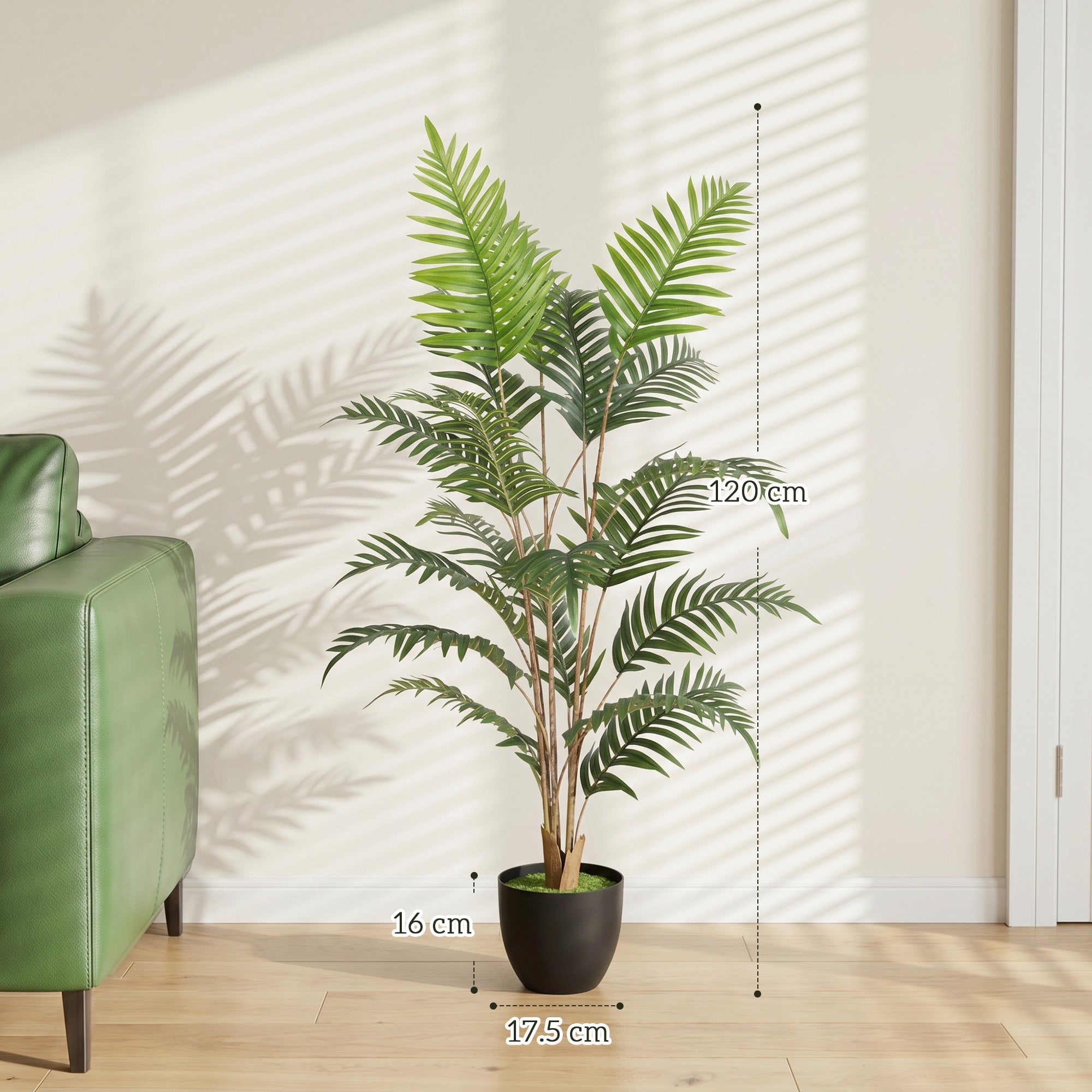 HOMCOM Artificial Fern Topiary Tree, Realistic Artificial Plant in Cement Pot, Fake Plant, 120cm