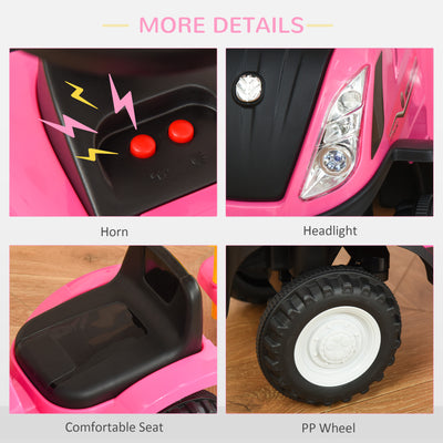 HOMCOM Ride-On Tractor, Toddler Walker, Foot-to-Floor Slide, for Ages 1-3 Years - Pink 