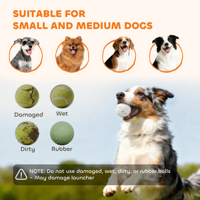 PawHut Automatic Dog Ball Launcher with 5 ETPU Tennis Balls 2.3", 3 Distance Settings 20/33/46ft, Green 