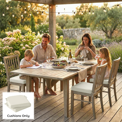 Outsunny Outdoor Chair Seat Cushions Set of 2, Garden Chair Cushions with 7cm Thick Foam & Ties, Cream White 