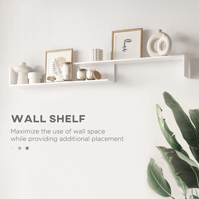 HOMCOM Modern TV Cabinet with Wall Shelf, TV Unit with Storage Shelf and Cabinet, for Wall-Mounted 65" TVs or Standing 40" TVs, White and Grey 