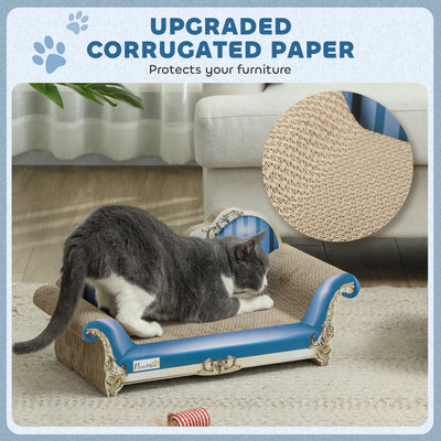 PawHut 2 in1 Cat Scratching Board with Catnip for Indoor Cats, 26.5 x 57 x 26.5cm, Blue 